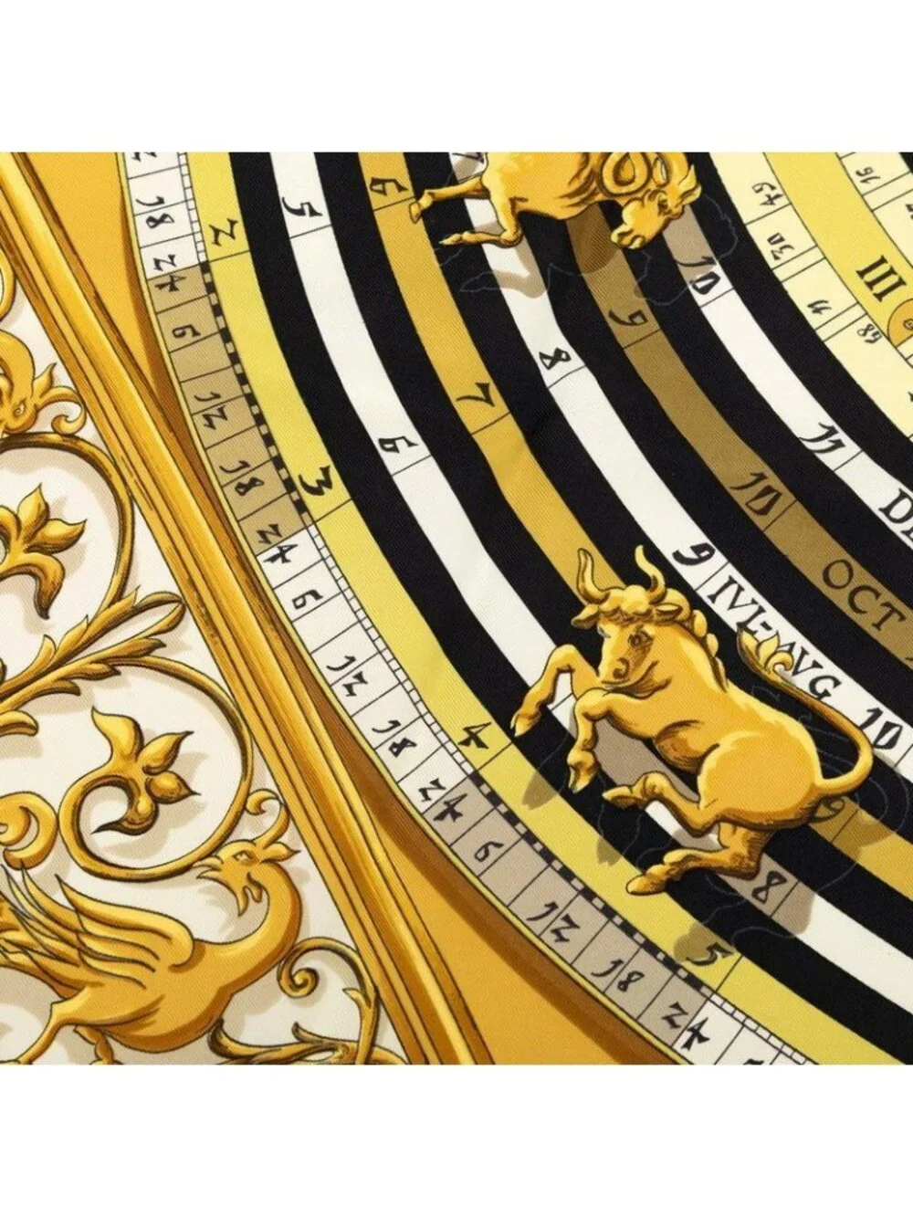 Hermes Carre 90 Dies Et Hore Astrology Scarf Ivory Multi Color Silk